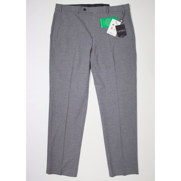 NWT $95 Ralph Lauren Norton Ultraflex Light Grey Check Flat Front Pant Men 36x32 - Picture 2 of 8
